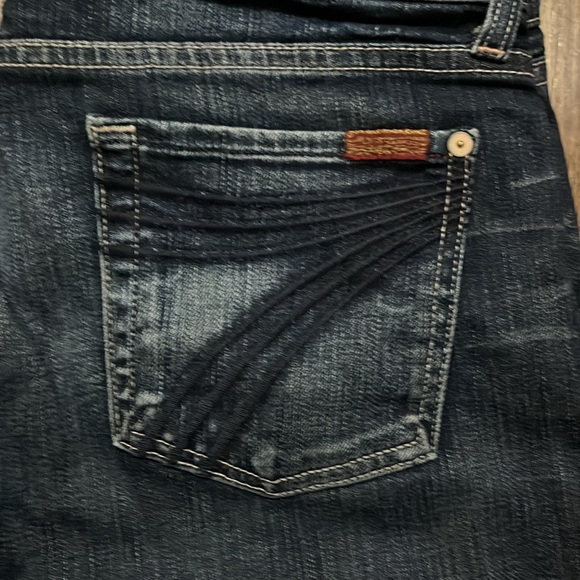 NWOT! 7 For All Mankind, Women’s Dark-Wash, Cropped, Wide-Leg, “Dojo” jeans. 30W - Picture 3 of 4